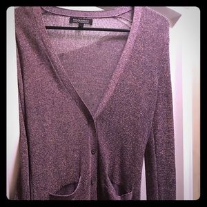 Banana Republic purple + metallic shimmer cardigan
